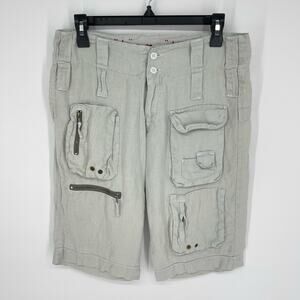 Pete & Greta by Johnny Was Cargo Shorts *SPOTS* Womens Sz 2 Linen Y2k Pale Green